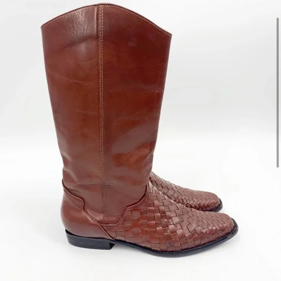 Vintage Basket Weaved Leather Riding Boots - Picture 2 of 5